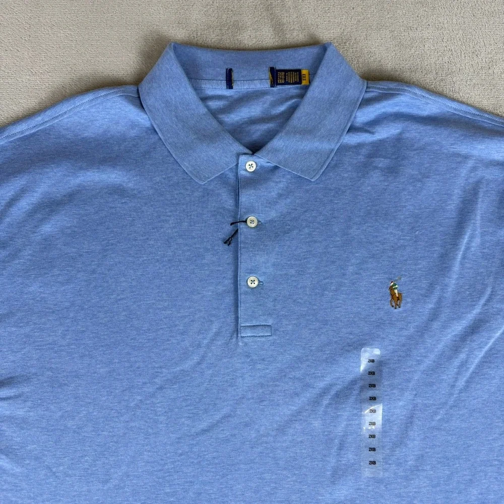 Polo Ralph Lauren Polo Shirt Mens 2XB Light Blue Cotton Soft Flesh Pony New NWT